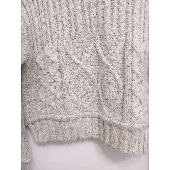 Vintage Chunky Cable Knit Sweater Women Sz M Gray Sparkle Pullover Nordic Preppy - Picture 2 of 15